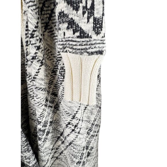 Anthropologie TINY Black & Cream Open Front Boho Cardigan Sweater With Tribal Pa - Picture 6 of 10